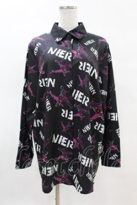 NieR Clothing / 総柄長袖シャツ  黒×紫 H-25-04-07-028-PU-BL-KB-ZH