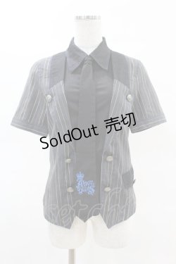 画像1: ALGONQUINS / タイ付レイヤード風シャツ  黒 H-25-04-07-029-AL-BL-KB-ZH