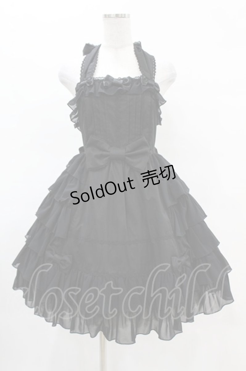 画像1: Angelic Pretty / ふんわりフリルホルタージャンパースカート Free ブラック H-25-04-08-001-AP-OP-NS-ZH (1)