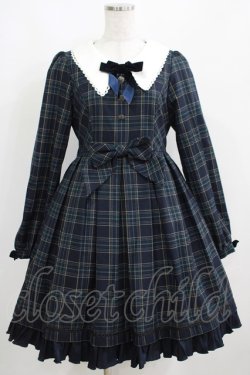 画像1: Dear Celine / チェックリボンワンピース M ネイビー H-25-04-08-1028-LO-OP-NS-ZH