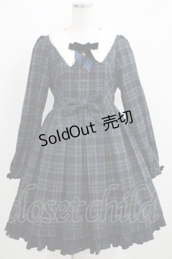 画像1: Dear Celine / チェックリボンワンピース M ネイビー H-25-04-08-1028-LO-OP-NS-ZH