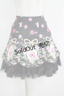 画像1: JESUS DIAMANTE / プリンセスガーデンスカート 38 オーナメントリボンブラック H-25-04-08-1043-JE-SK-NS-ZH