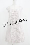 JESUS DIAMANTE / BIGフリルリボンツィードワンピース 40 ピンク H-25-04-08-1055-JE-OP-NS-ZH