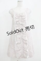JESUS DIAMANTE / BIGフリルリボンツィードワンピース 40 ピンク H-25-04-08-1055-JE-OP-NS-ZH