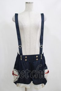 Ichigo Mikou（海外ロリータブランド） / ストライプサスペンダーパンツ M〜L ネイビー H-25-04-08-1062-LO-PA-NS-ZH