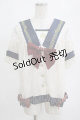 Ichigo Mikou（海外ロリータブランド） / ストライプセーラーブラウス M~L ネイビー H-25-04-08-1063-LO-BL-NS-ZH