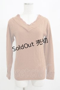 axes femme / Vネックニット M ブラウン H-25-04-08-1066-AX-TO-NS-ZH