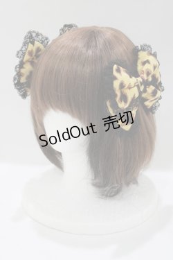 画像1: metamorphose / ハートひょう柄リボンヘアコーム  ブラウン H-25-04-08-1079-ME-AC-NS-ZH