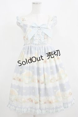 画像1: Dear Celine / クッキープリントジャンパースカート Free サックス H-25-04-08-1009-LO-OP-NS-ZH
