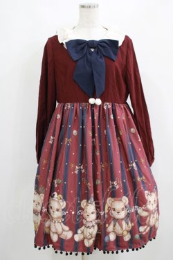画像1: Cute Q（海外ロリータブランド） / Circus Teddy Bearワンピース Free ボルドー H-25-04-08-1012-EL-OP-NS-ZH