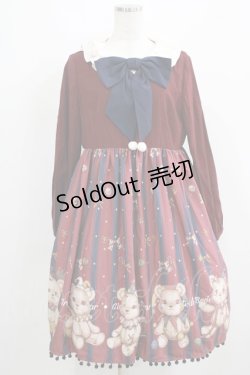画像1: Cute Q（海外ロリータブランド） / Circus Teddy Bearワンピース Free ボルドー H-25-04-08-1012-EL-OP-NS-ZH