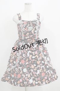 metamorphose / ビスケット柄リボンジャンパースカート Free ブラック H-25-04-08-1014-ME-OP-NS-ZH