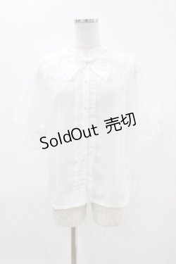 画像1: axes femme kawaii / ドットチュール半袖ブラウス M オフ H-25-04-08-007-AX-BL-NS-ZH