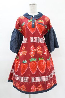 画像1: Bacio Bouquet（海外ロリータブランド） / Strawberryワンピース L ブルー/レッド H-25-04-09-049-LO-OP-NS-ZH