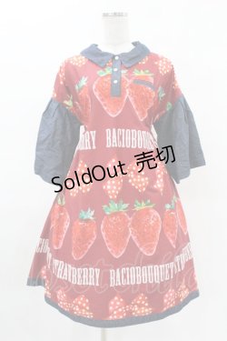 画像1: Bacio Bouquet（海外ロリータブランド） / Strawberryワンピース L ブルー/レッド H-25-04-09-049-LO-OP-NS-ZH