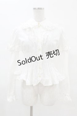 画像1: Angelic Pretty / リボンちゃんシャーリング付け袖ブラウス Free オフ H-25-04-09-055-AP-BL-NS-ZH