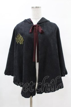 画像1: with PUJI（海外ロリータブランド） / 刺繍マント free ブラック H-25-04-09-061-PU-TO-NS-ZH