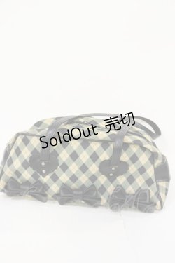 画像1: Heart E / アーガイルボストンバッグ  ブルー H-25-04-09-1039-LO-BG-NS-ZH