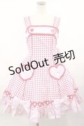 Angelic Pretty / ドキドキハートジャンパースカート  ピンク H-25-04-09-1002-AP-OP-NS-ZH