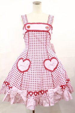 画像1: Angelic Pretty / ドキドキハートジャンパースカート  ピンク H-25-04-09-1002-AP-OP-NS-ZH