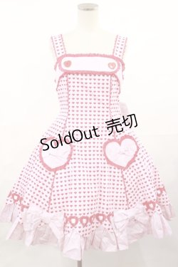画像1: Angelic Pretty / ドキドキハートジャンパースカート  ピンク H-25-04-09-1002-AP-OP-NS-ZH