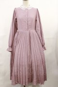 m petit by misako / レース襟プリーツワンピース M ピンク H-25-04-09-1020-LO-OP-NS-ZH