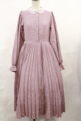 m petit by misako / レース襟プリーツワンピース M ピンク H-25-04-09-1020-LO-OP-NS-ZH