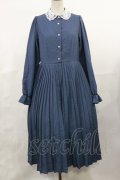 m petit by misako / レース襟プリーツワンピース M ブルー H-25-04-09-1021-LO-OP-NS-ZH