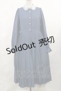 m petit by misako / レース襟プリーツワンピース M ブルー H-25-04-09-1021-LO-OP-NS-ZH