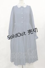 m petit by misako / レース襟プリーツワンピース M ブルー H-25-04-09-1021-LO-OP-NS-ZH