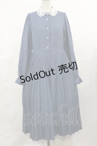m petit by misako / レース襟プリーツワンピース M ブルー H-25-04-09-1021-LO-OP-NS-ZH