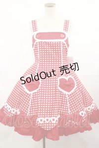 Angelic Pretty / ドキドキハートジャンパースカート Free レッド H-25-04-09-1003-AP-OP-NS-ZH