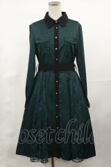 axes femme / バイカラー襟シャツワンピース M グリーン H-25-04-09-1026-AX-OP-NS-ZH