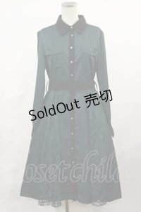 axes femme / バイカラー襟シャツワンピース M グリーン H-25-04-09-1026-AX-OP-NS-ZH