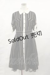 axes femme / マルチストライプ半袖ワンピ M ブラック H-25-04-09-1027-AX-OP-NS-ZH