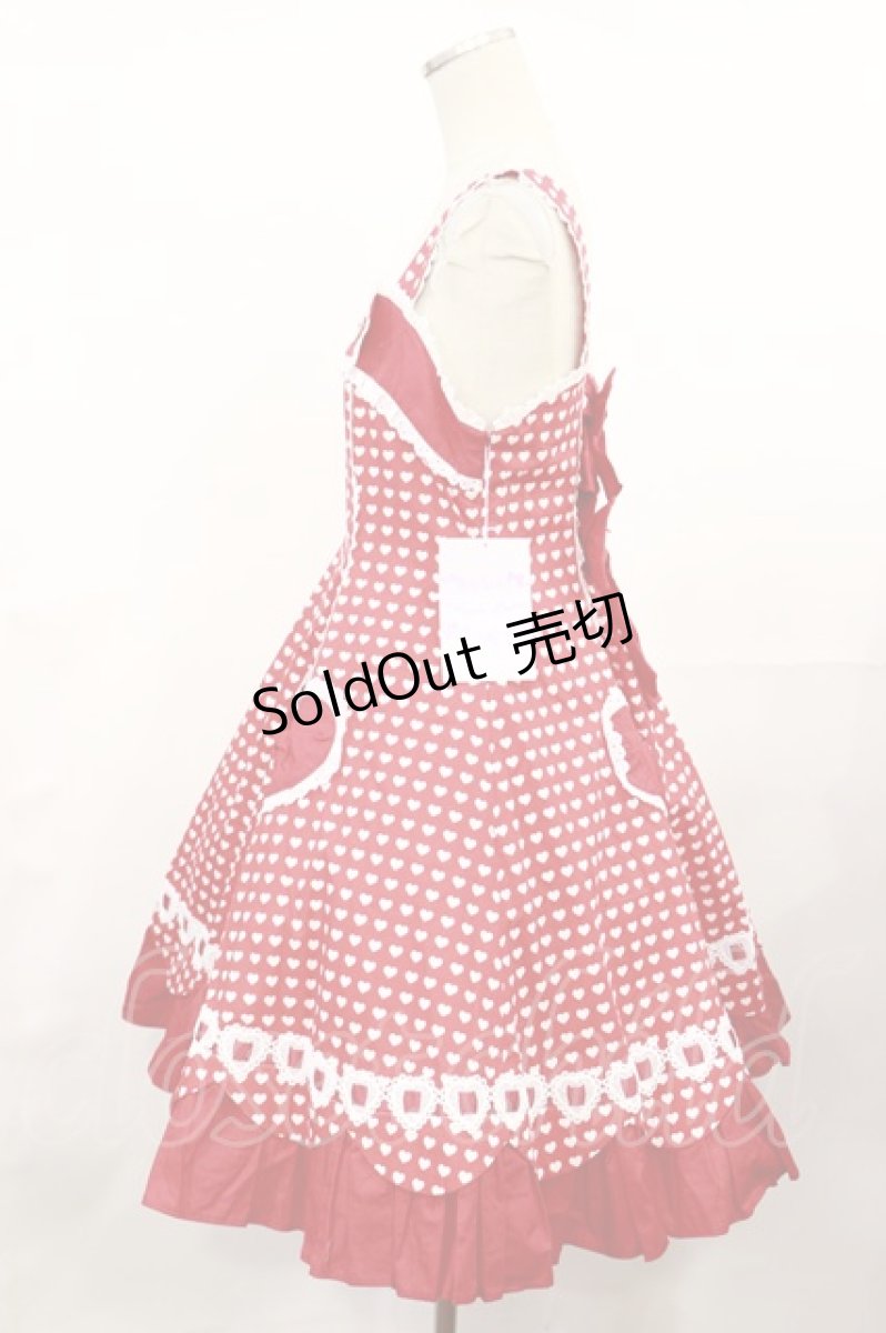 画像2: Angelic Pretty / ドキドキハートジャンパースカート Free レッド H-25-04-09-1003-AP-OP-NS-ZH (2)