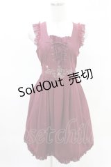 Ozz Croce / 薔薇刺繍ジャンパースカート  エンジ H-25-04-10-001-OO-OP-KB-ZH