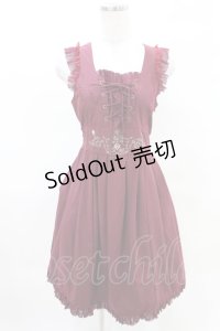 Ozz Croce / 薔薇刺繍ジャンパースカート  エンジ H-25-04-10-001-OO-OP-KB-ZH