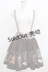 Amavel / 楽器刺繍入りサスペンダー付ミニ丈スカート Free ブラウン H-25-04-10-1031-CA-SK-NS-ZH