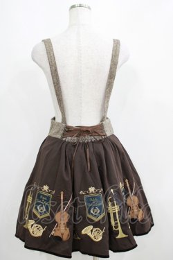 画像3: Amavel / 楽器刺繍入りサスペンダー付ミニ丈スカート Free ブラウン H-25-04-10-1031-CA-SK-NS-ZH