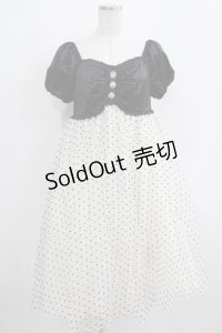 Sara Bell（海外ロリータブランド） / ビジューボタンドットワンピース M ブラック/オフ H-25-04-10-1032-EL-OP-NS-ZH