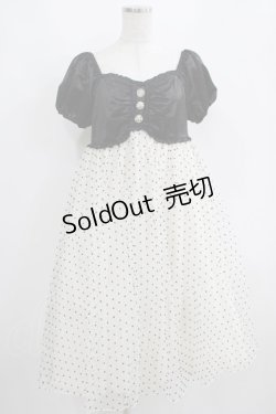 画像1: Sara Bell（海外ロリータブランド） / ビジューボタンドットワンピース M ブラック/オフ H-25-04-10-1032-EL-OP-NS-ZH