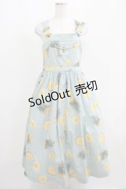 画像1: PINK HOUSE / パイナップルプリントサロペット Free サックス H-25-04-10-1005-LO-OP-NS-ZH