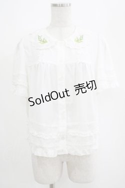 画像1: 絵本少女（海外ロリータブランド） / すずらん刺繍ブラウス L オフ H-25-04-10-1055-LO-BL-NS-ZH