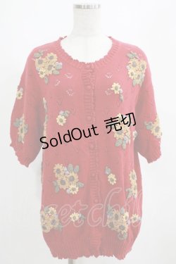 画像1: KETTY / ひまわりカーディガン Free レッド H-25-04-10-1061-EL-TO-NS-ZH