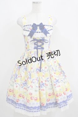 画像1: BABY,THE STARS SHINE BRIGHT / Cheerful Lemon柄ジャンパースカートI Free 生成/紺 H-25-04-10-1021-BA-OP-NS-ZH