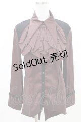 Ozz Croce / ジャボ付ストライプロングブラウス  赤×黒 H-25-04-10-011-OO-BL-KB-ZH