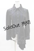 OZZ ANGELO / 薔薇刺繍アシメブラウス  黒×青 H-25-04-10-012-OO-BL-KB-ZH