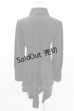画像3: OZZ ANGELO / 薔薇刺繍アシメブラウス  黒×青 H-25-04-10-012-OO-BL-KB-ZH