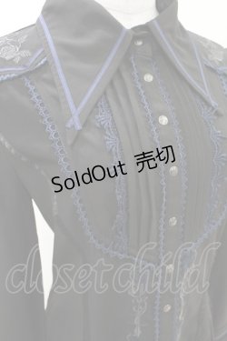 画像4: OZZ ANGELO / 薔薇刺繍アシメブラウス  黒×青 H-25-04-10-012-OO-BL-KB-ZH